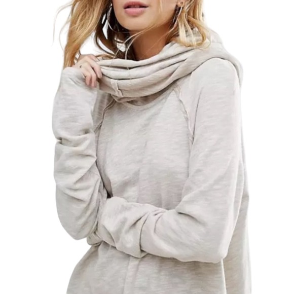 Free People Tops - Free People Beach Cocoon Cowl Pullover 100% Cotton Slouchy Relaxed Fit Oatmeal